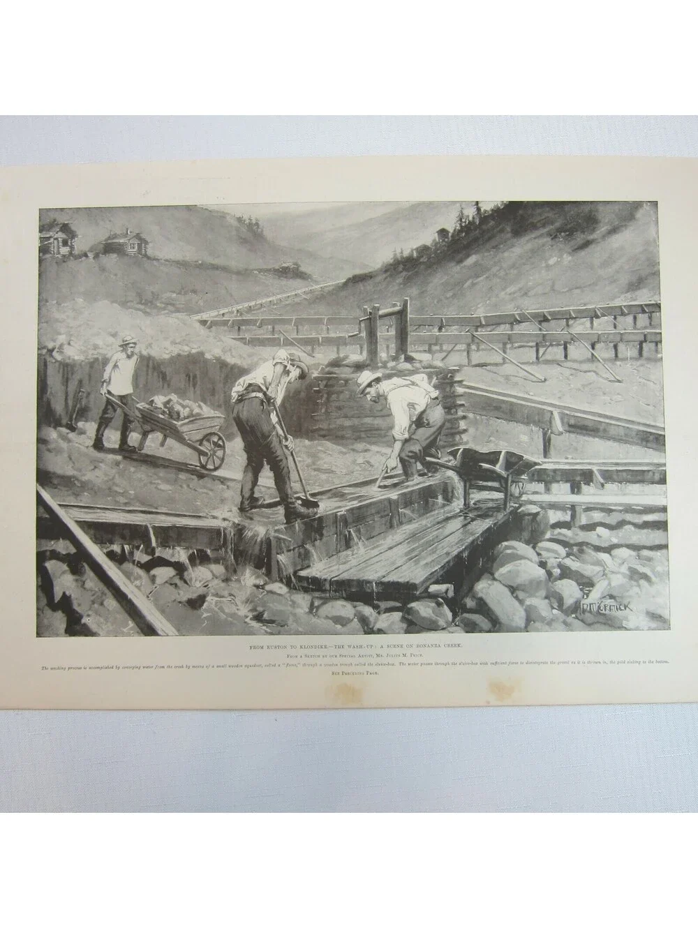 Antique 1898 Print Canada From Euston to Klondike: The River Front, Dawson City